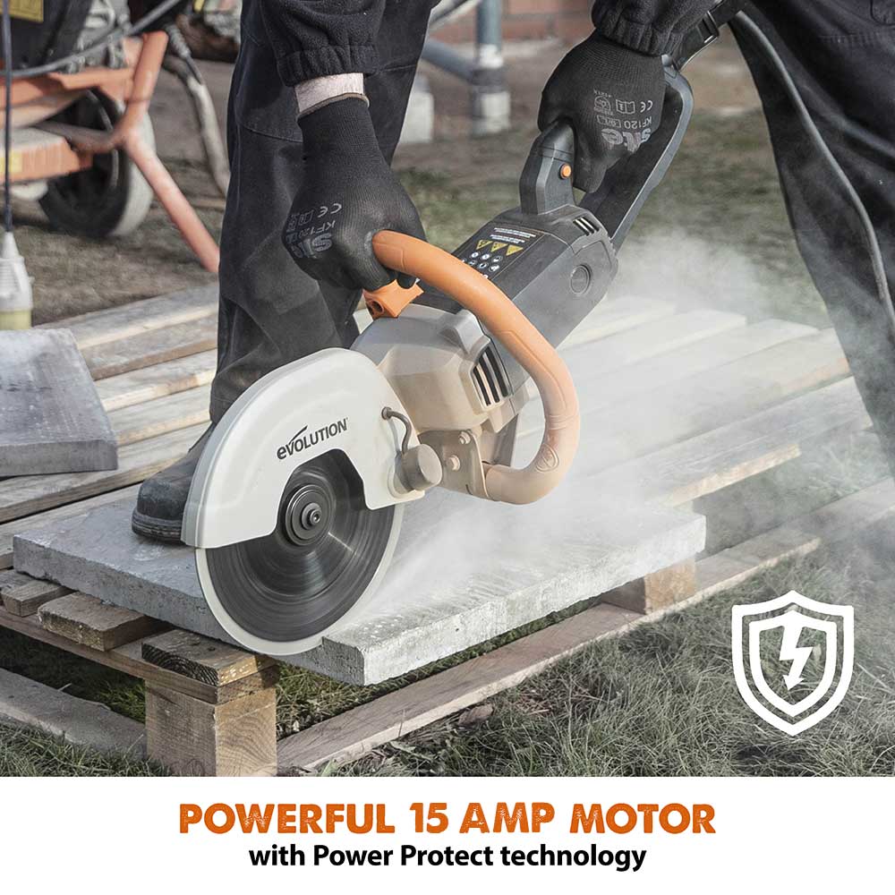Evolution R230DCT Electric Disc Cutter/Concrete Saw with 230mm Diamond Blade