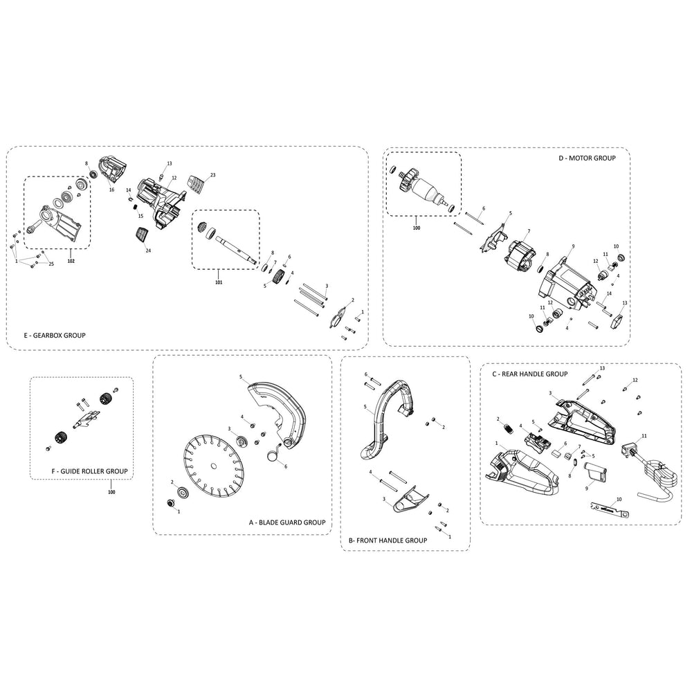 Evolution R230DCT Spare Parts - Evolution Power Tools UK