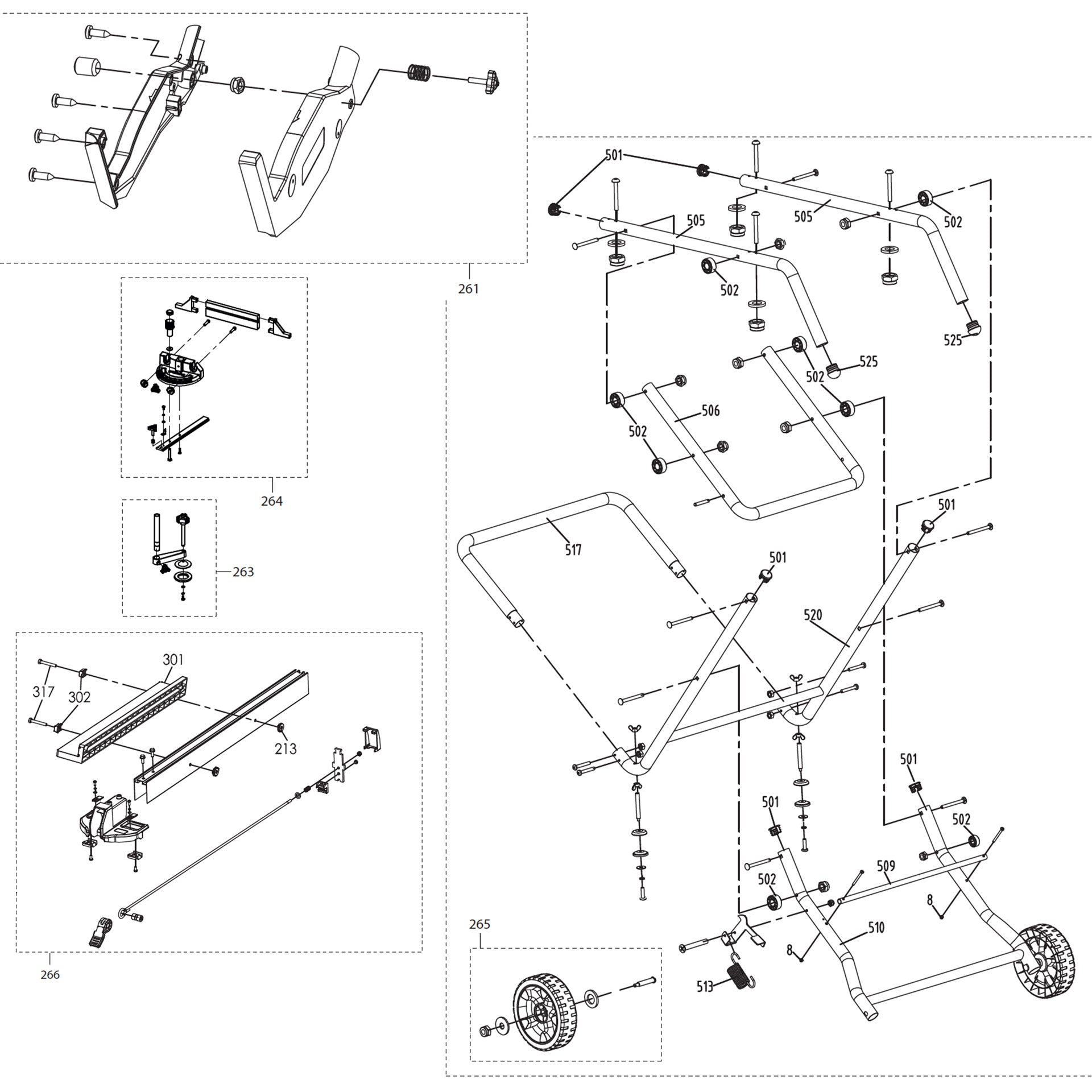 Evolution R255PTS Spare Parts (Legs, Clamps, Fences & Blade Guard)