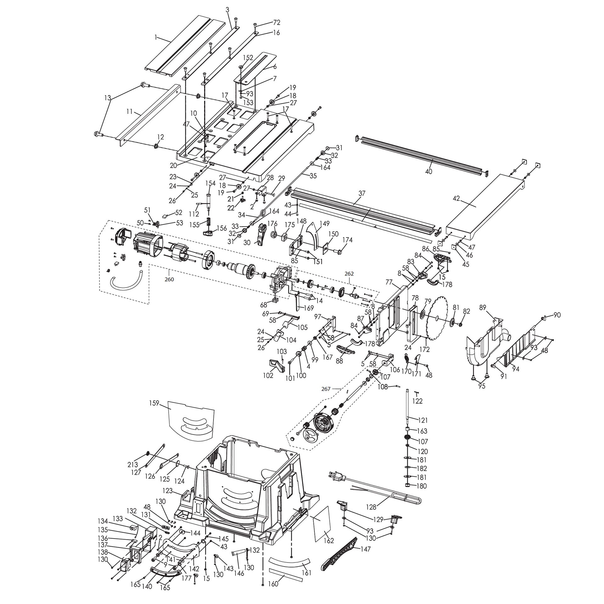 Evolution R255PTS Spare Parts (Table Top & Body)