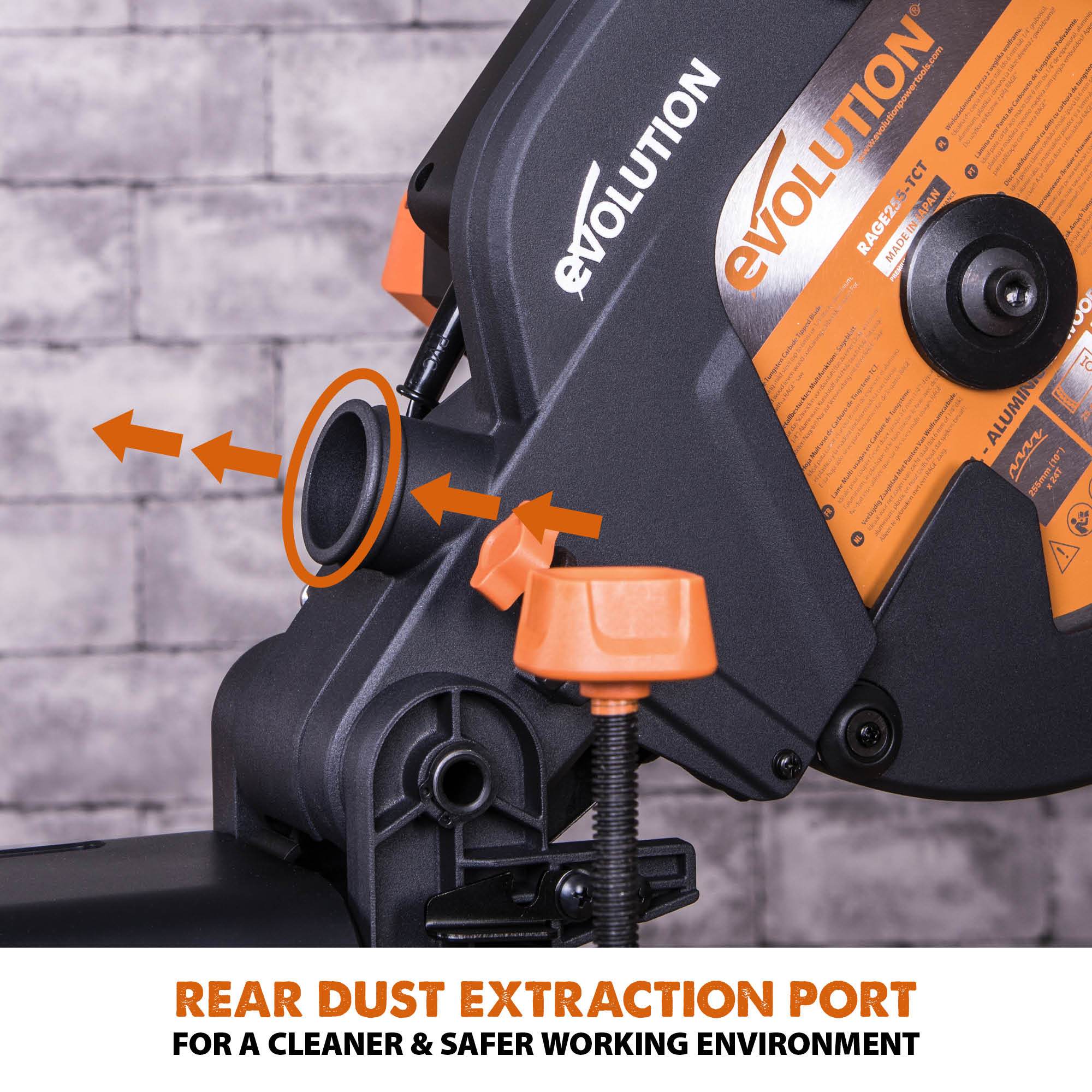 Evolution R255SMS+ 255mm Sliding Compound Mitre Saw & Evolution XL Rolling Mitre Saw Stand Bundle