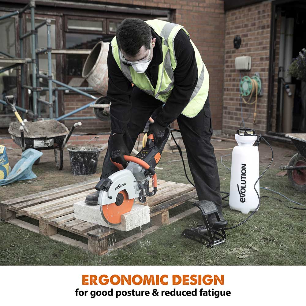 Evolution R300DCT+ Electric Disc Cutter/Concrete Saw With Water Dust Suppression and 300mm Premium Diamond Blade