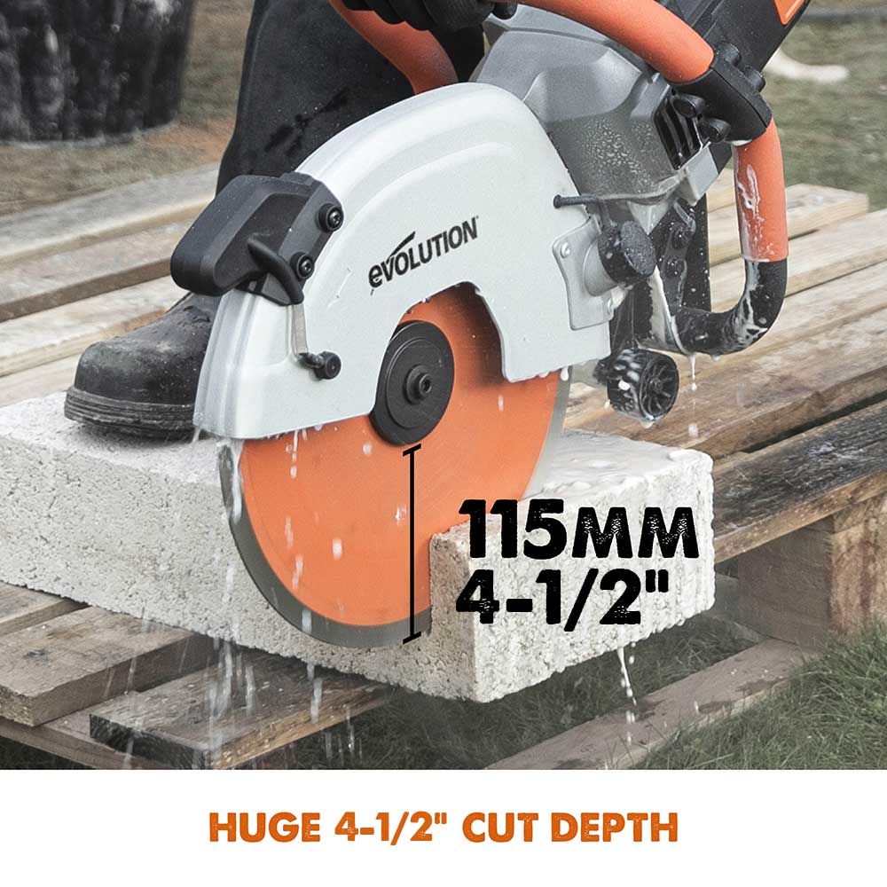Evolution R300DCT+ Electric Disc Cutter/Concrete Saw With Water Dust Suppression and 300mm Premium Diamond Blade