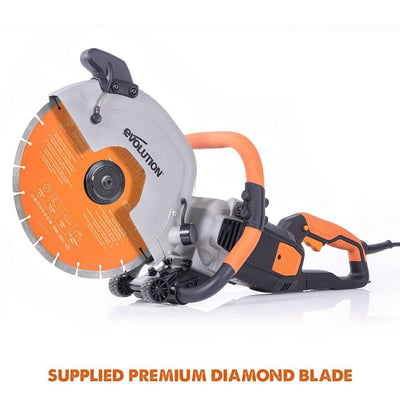 Evolution R300DCT+ Electric Disc Cutter/Concrete Saw With Water Dust Suppression and 300mm Premium Diamond Blade