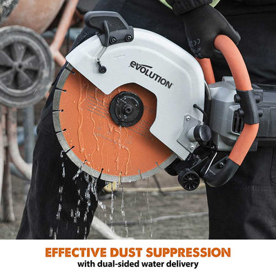 Evolution R300DCT+ Electric Disc Cutter/Concrete Saw With Water Dust Suppression and 300mm Premium Diamond Blade