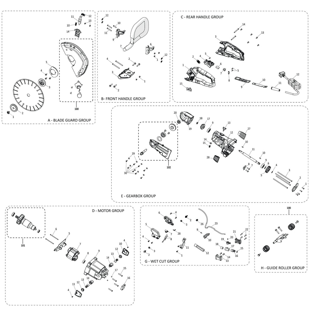 Evolution R300DCT+ Spare Parts - Evolution Power Tools UK