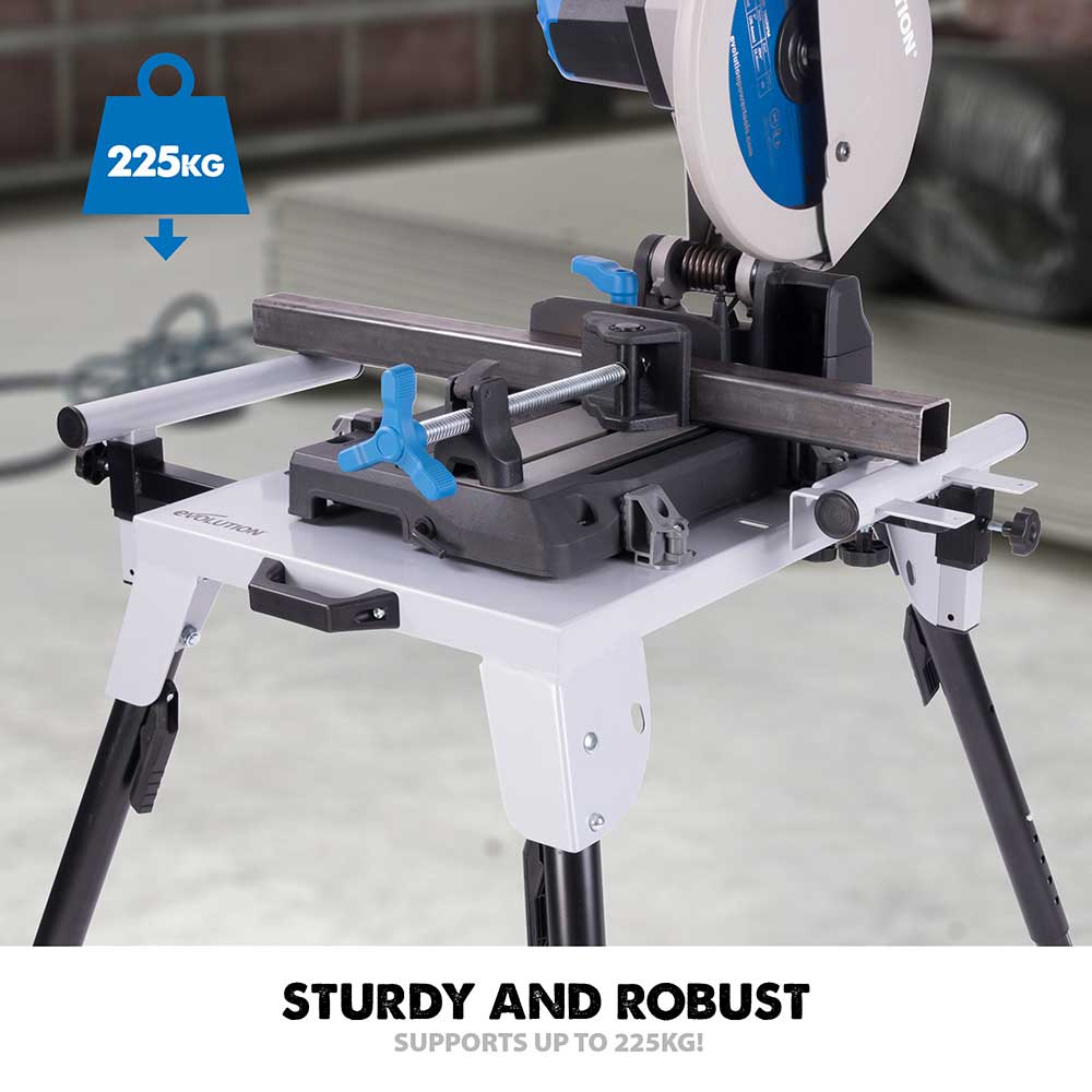 Evolution S355CPS 355mm Metal Cutting Chop Saw and Chop Saw Stand Bundle