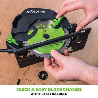 Evolution F165CCSL Circular Saw with 165mm TCT Multi-Material Cutting Blade