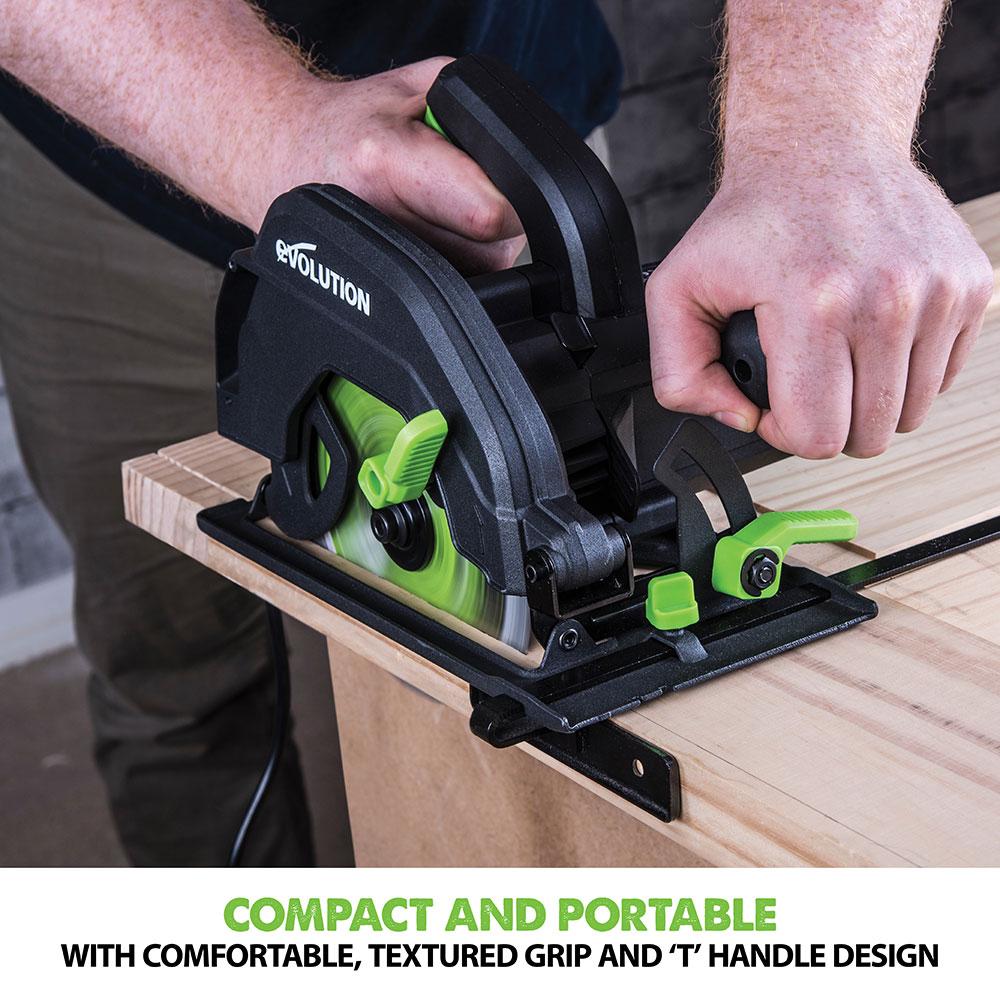 Evolution F165CCSL Circular Saw with 165mm TCT Multi-Material Cutting Blade