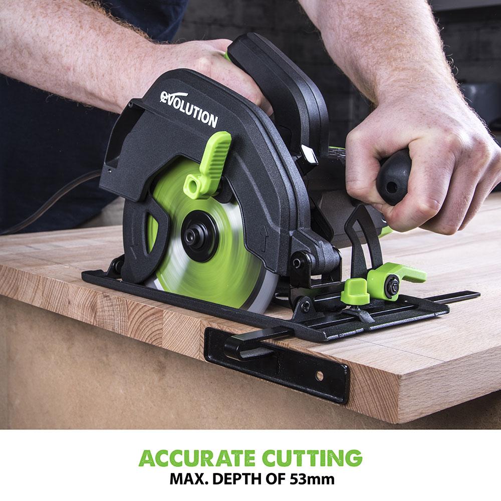 Evolution F165CCSL Circular Saw with 165mm TCT Multi-Material Cutting Blade