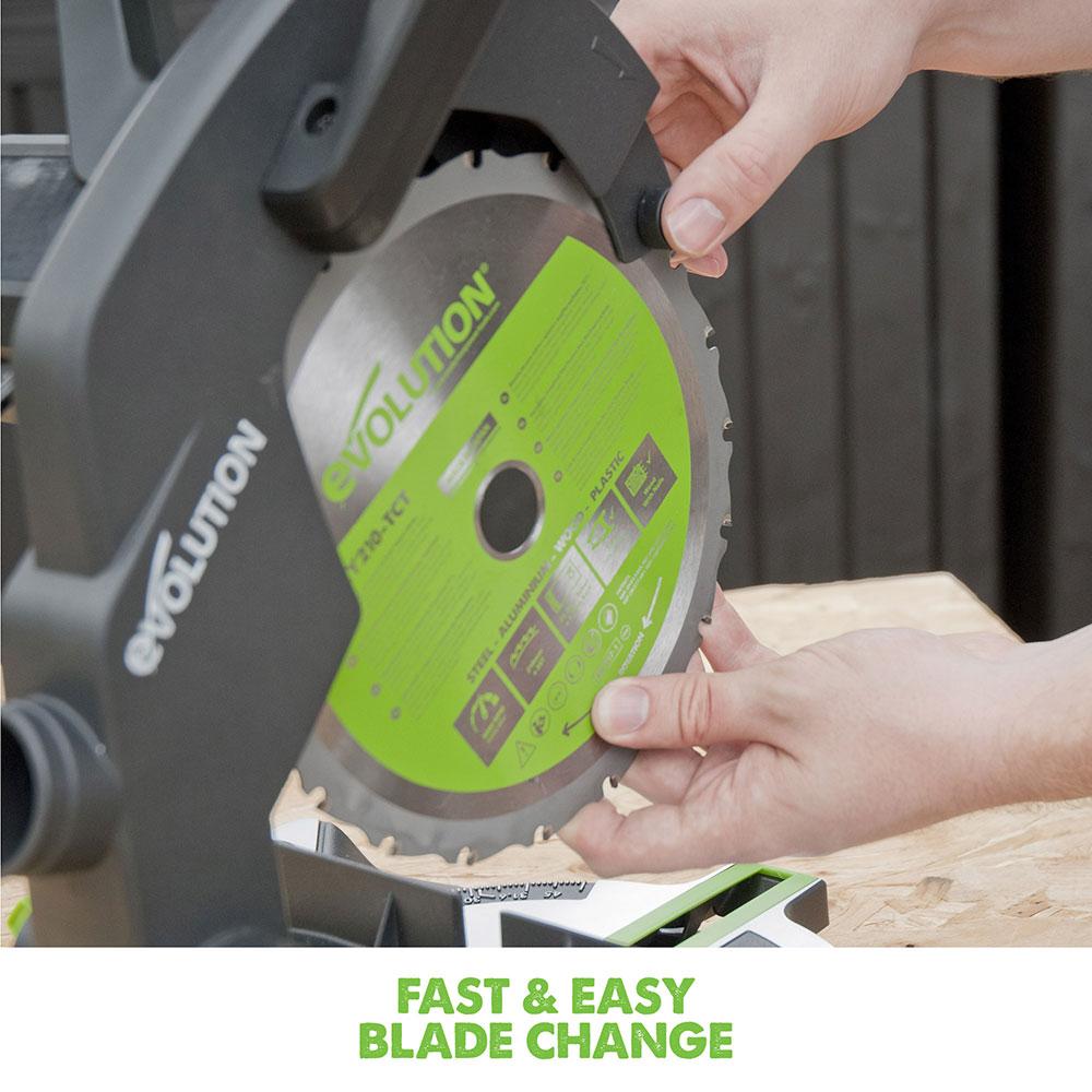 Evolution F210CMS (230V) Sliding Mitre Saw With 210mm Multi-Material Cutting Blade