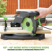 Evolution F210CMS (230V) Sliding Mitre Saw With 210mm Multi-Material Cutting Blade