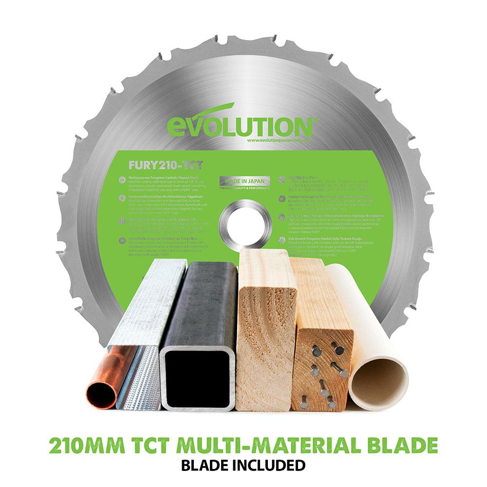 Evolution F210SMS (230V) Sliding Mitre Saw With 210mm Multi-Material Cutting Blade
