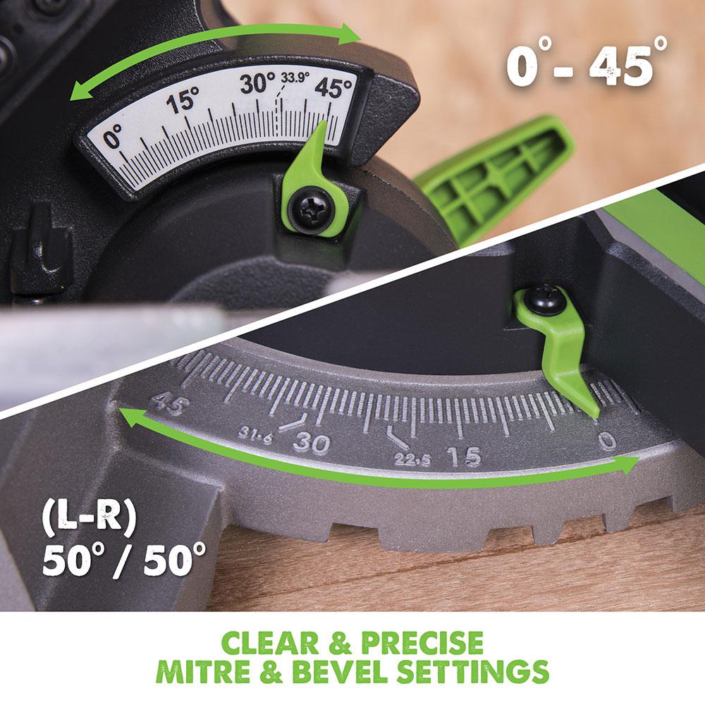 Evolution F210SMS (230V) Sliding Mitre Saw With 210mm Multi-Material Cutting Blade