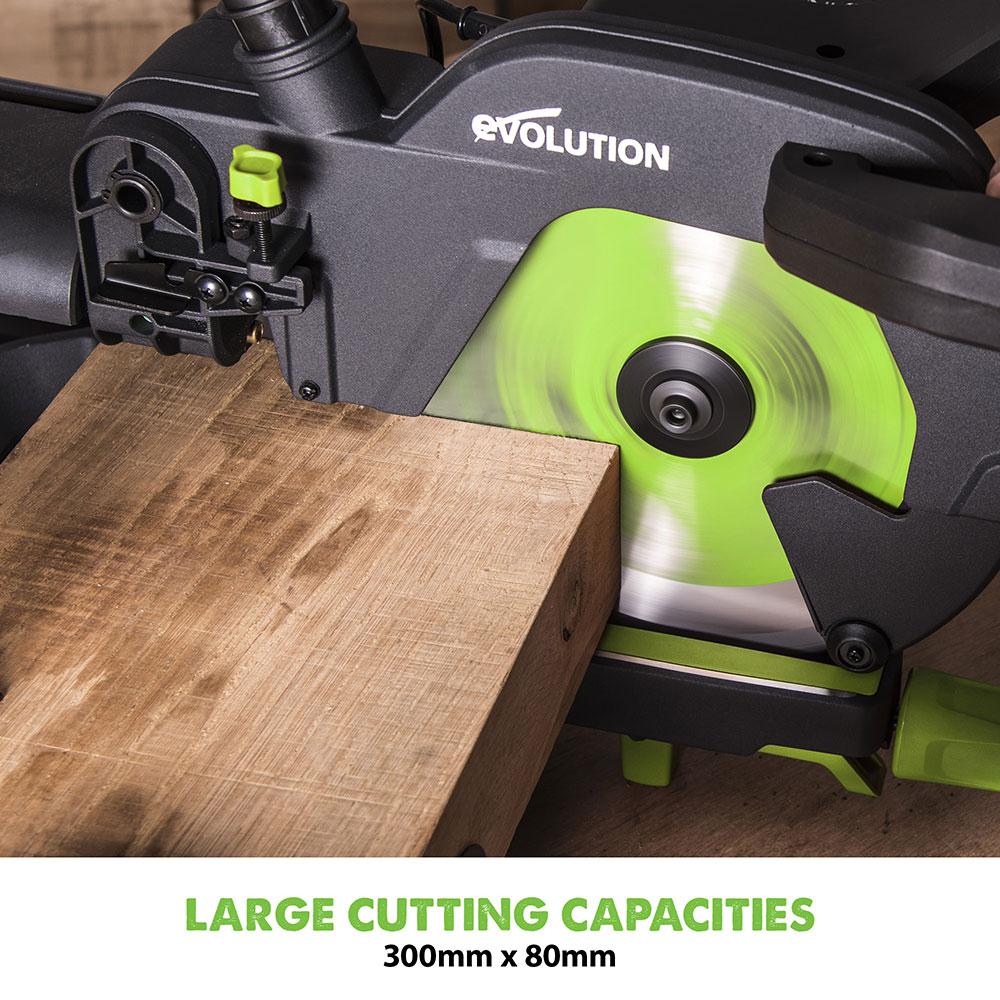 Evolution F255SMS (230V) Compound Mitre Saw With 255mm Multi-Material Cutting Blade