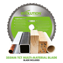 Evolution F255SMS (230V) Compound Mitre Saw With 255mm Multi-Material Cutting Blade