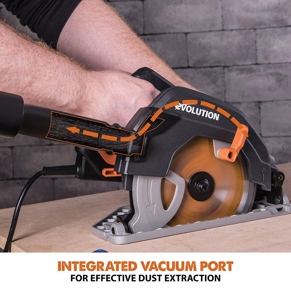 Evolution R185CCS Circular Saw with 185mm TCT Multi-Material Cutting Blade
