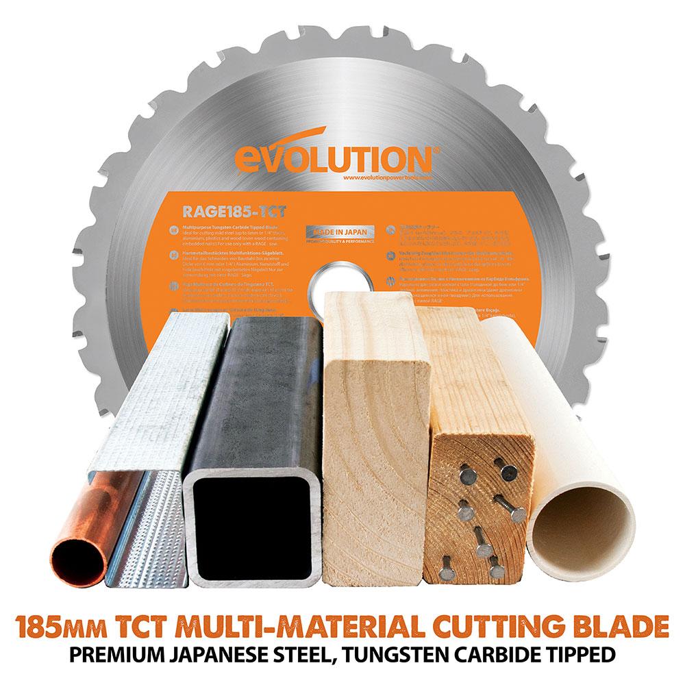Evolution R185CCS Circular Saw with 185mm TCT Multi-Material Cutting Blade