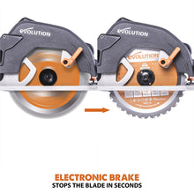 Evolution R185CCS Circular Saw with 185mm TCT Multi-Material Cutting Blade