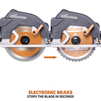 Evolution R185CCS Circular Saw with 185mm TCT Multi-Material Cutting Blade
