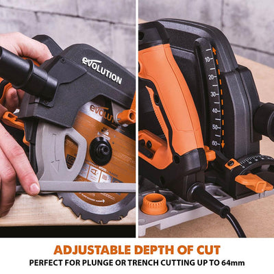 Evolution R185CCSX+ Circular Saw with 185mm TCT Multi-Material Cutting Blade