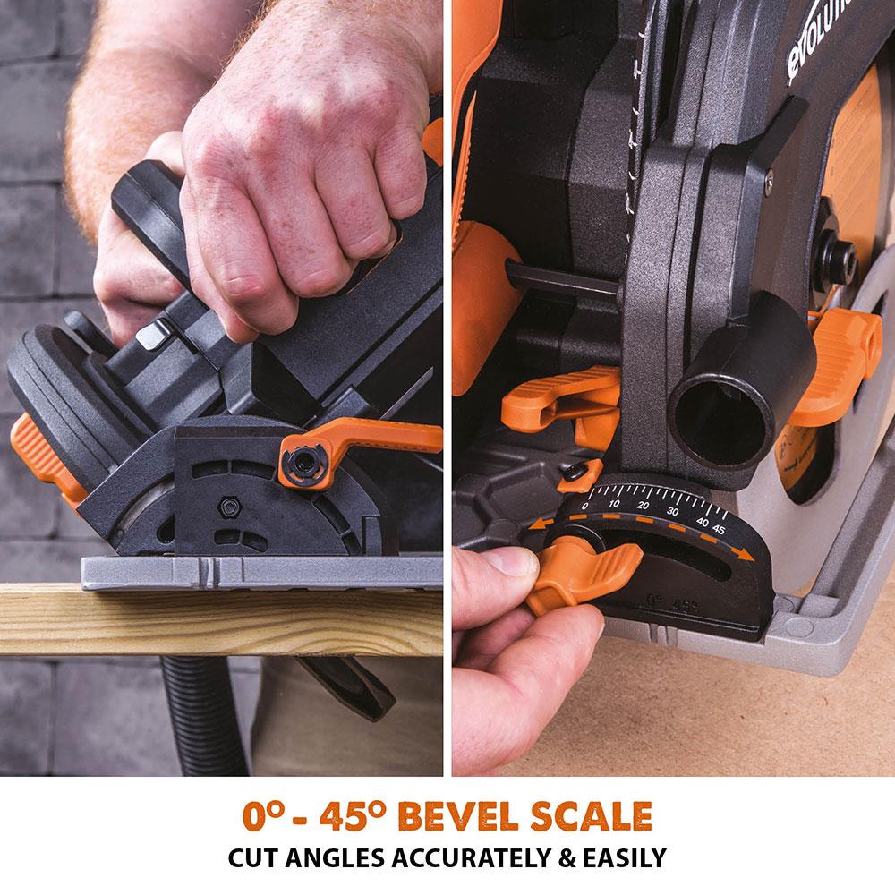 Evolution R185CCSX+ Circular Saw with 185mm TCT Multi-Material Cutting Blade