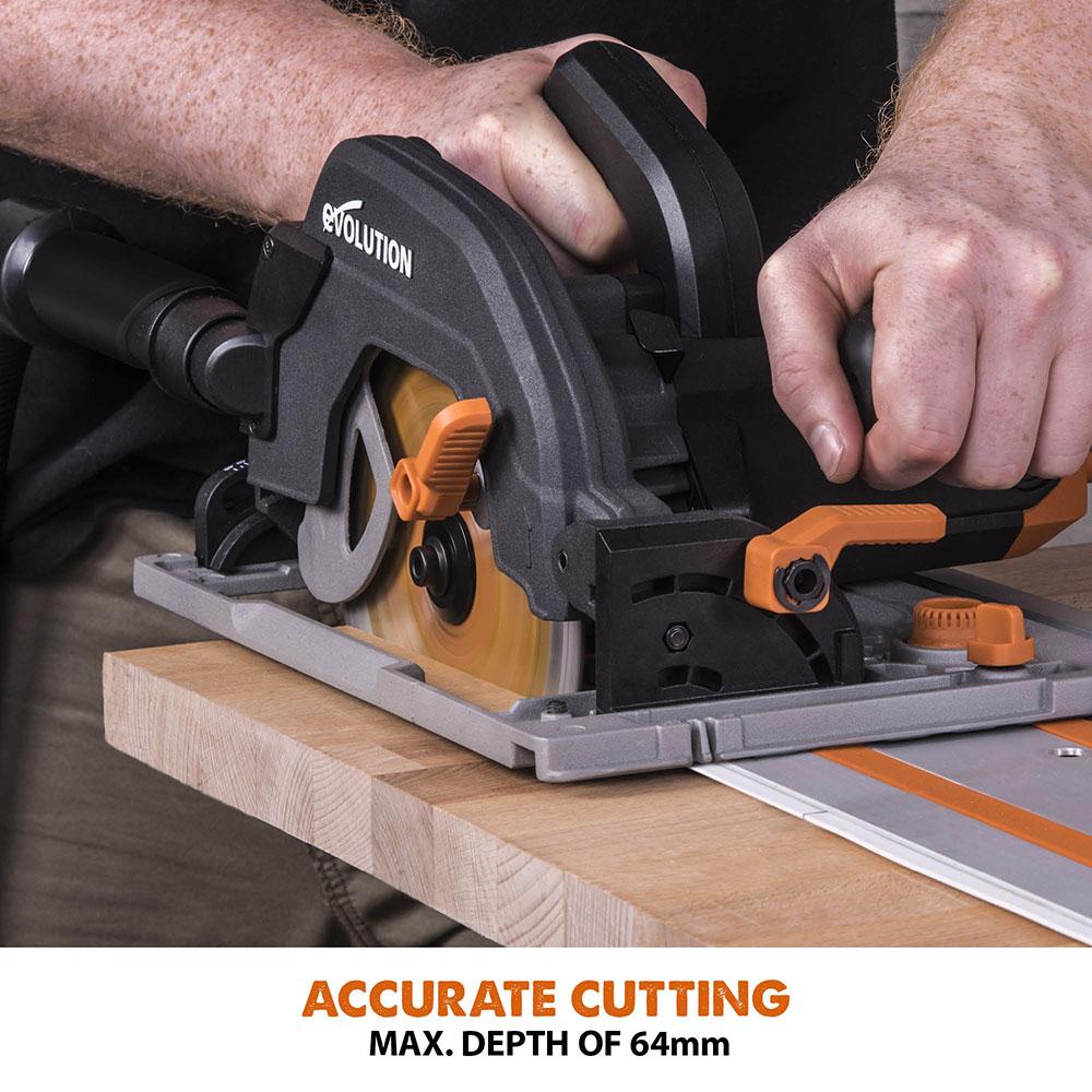 Evolution R185CCSX+ Circular Saw with 185mm TCT Multi-Material Cutting Blade