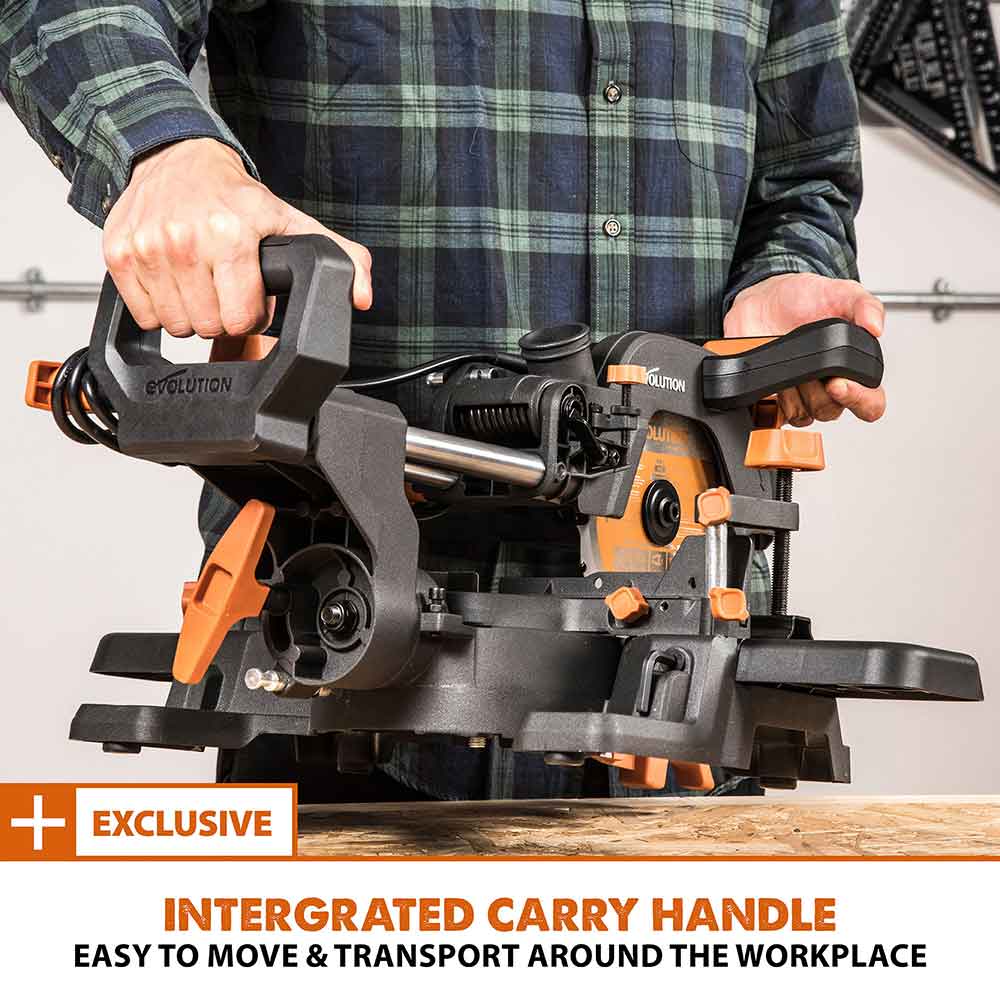Evolution R185SMS+ (230V) Sliding Mitre Saw With 185mm Multi-Material Cutting Blade