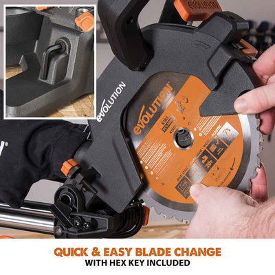 Evolution R185SMS+ (230V) Sliding Mitre Saw With 185mm Multi-Material Cutting Blade