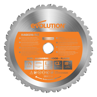 Evolution R210CMS+ 110v 210mm 1200w Compound Mitre Saw With TCT Multi-Material Cutting Blade
