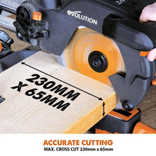 Evolution R210SMS+ (110-230V) Sliding Mitre Saw With 210mm Multi-Material Cutting Blade