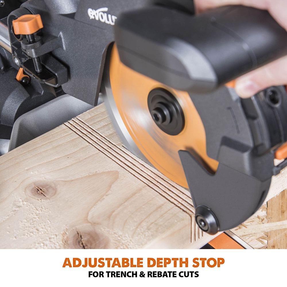 Evolution R210SMS+ (110-230V) Sliding Mitre Saw With 210mm Multi-Material Cutting Blade