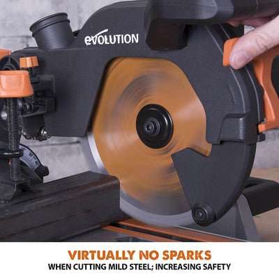 Evolution R210SMS+ (110-230V) Sliding Mitre Saw With 210mm Multi-Material Cutting Blade