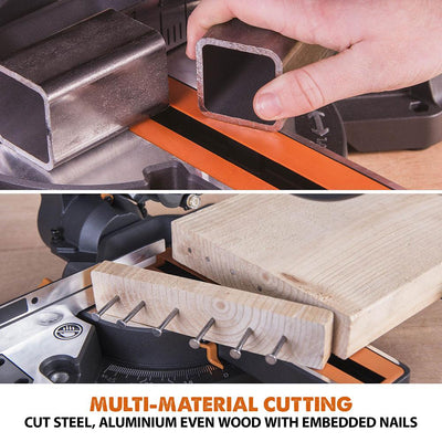 Evolution R210SMS+ (110-230V) Sliding Mitre Saw With 210mm Multi-Material Cutting Blade