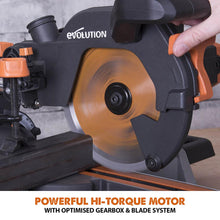 Evolution R210SMS+ (110-230V) Sliding Mitre Saw With 210mm Multi-Material Cutting Blade