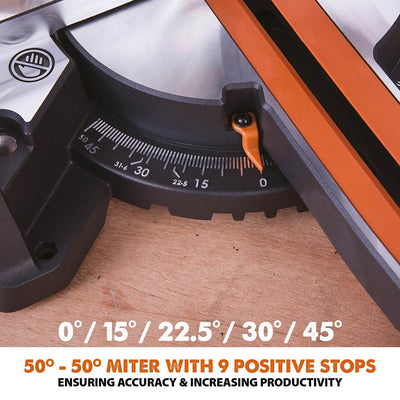 Evolution R210SMS+ (110-230V) Sliding Mitre Saw With 210mm Multi-Material Cutting Blade