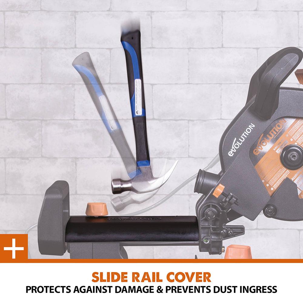 Evolution R210SMS+ (110-230V) Sliding Mitre Saw With 210mm Multi-Material Cutting Blade