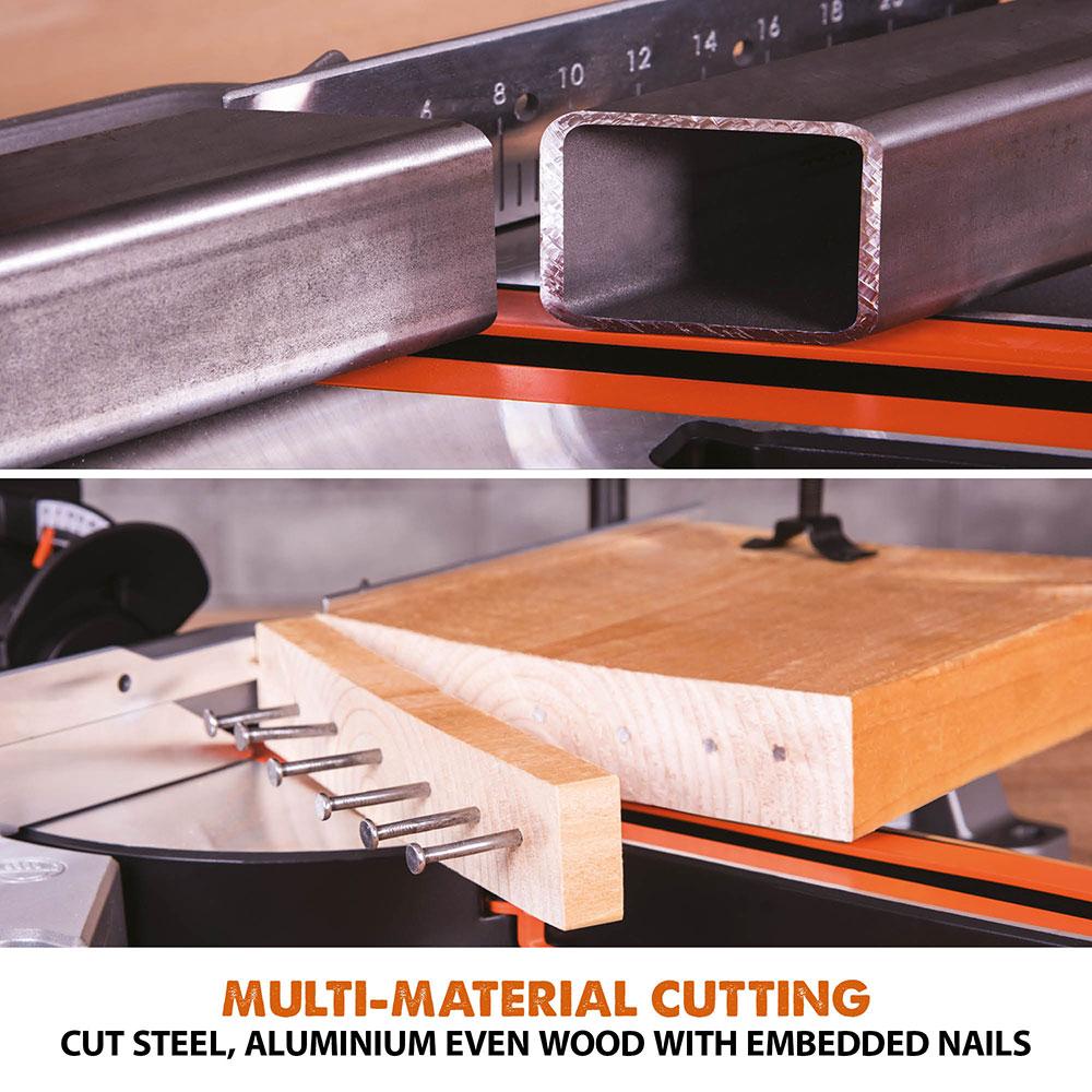 Evolution R210SMS-300+ (110-230V) Sliding Mitre Saw With 210mm Multi-Material Cutting Blade