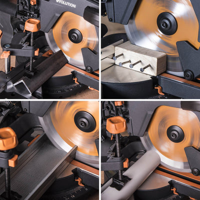 Evolution R255SMS+ (110-230V) Sliding Mitre Saw With 255mm Multi-Material Cutting Blade