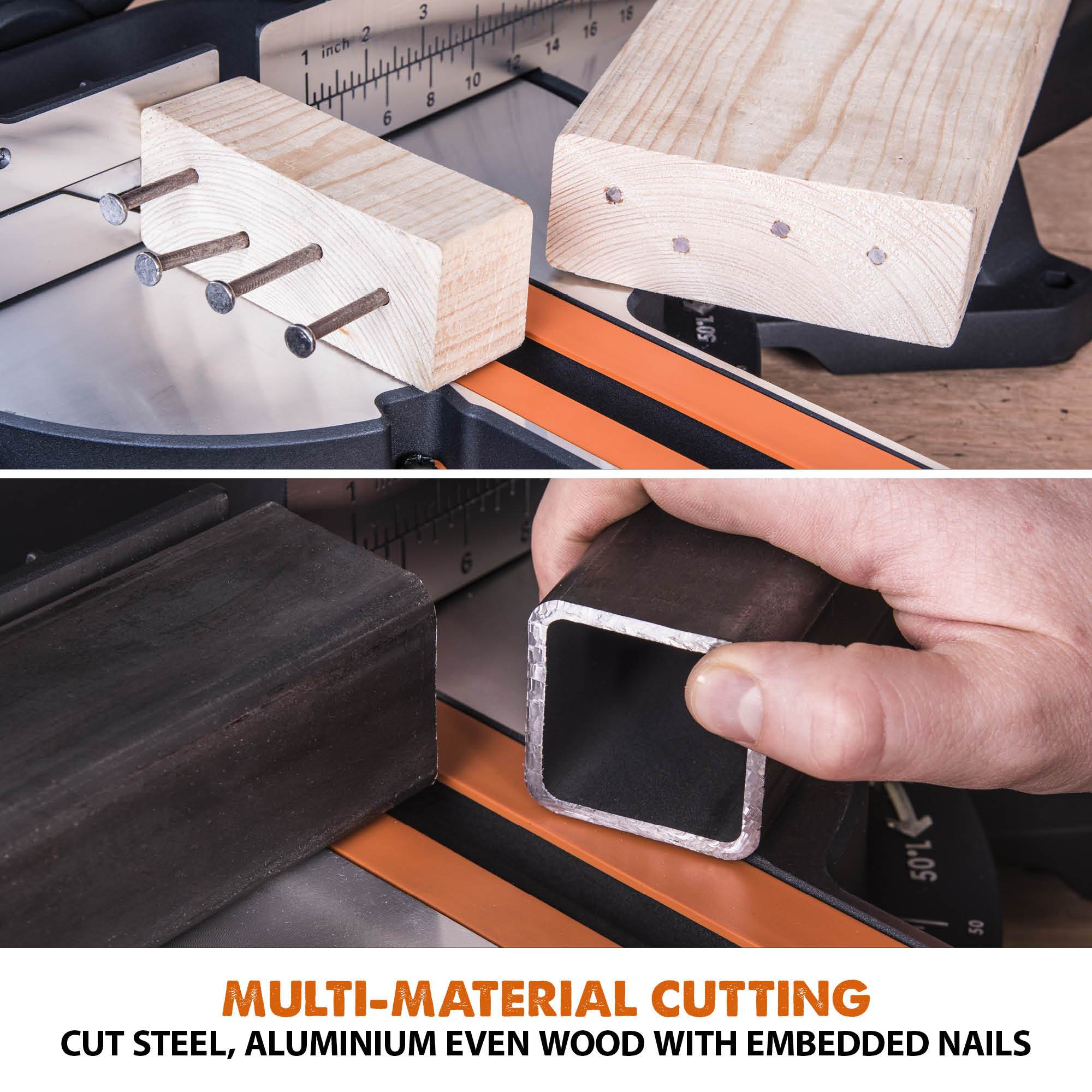 Evolution R255SMS+ (110-230V) Sliding Mitre Saw With 255mm Multi-Material Cutting Blade