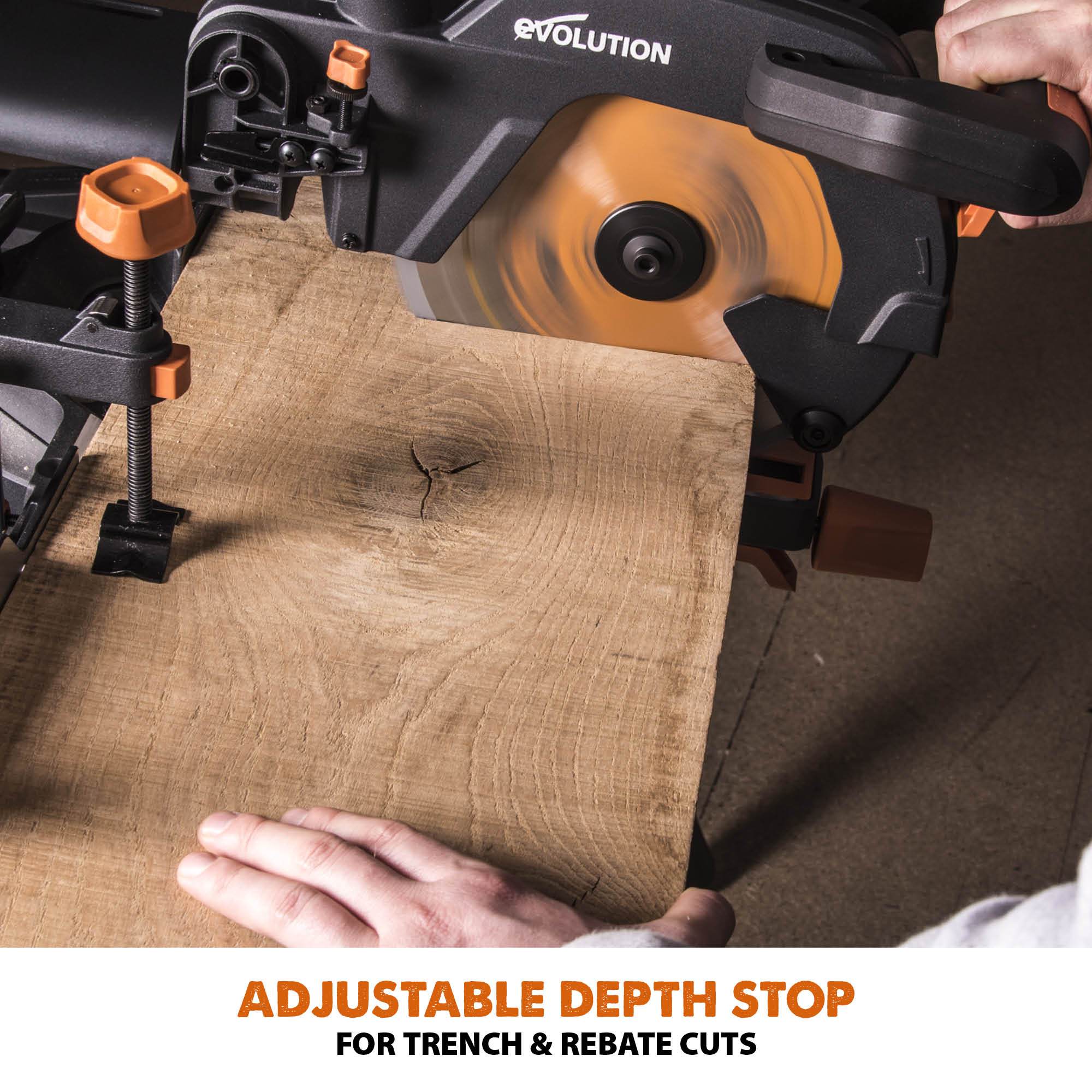 Evolution R255SMS+ (110-230V) Sliding Mitre Saw With 255mm Multi-Material Cutting Blade