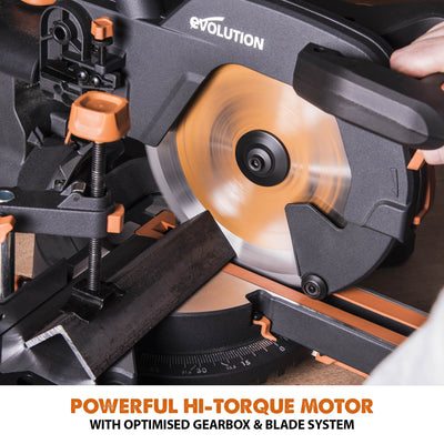Evolution R255SMS+ (110-230V) Sliding Mitre Saw With 255mm Multi-Material Cutting Blade