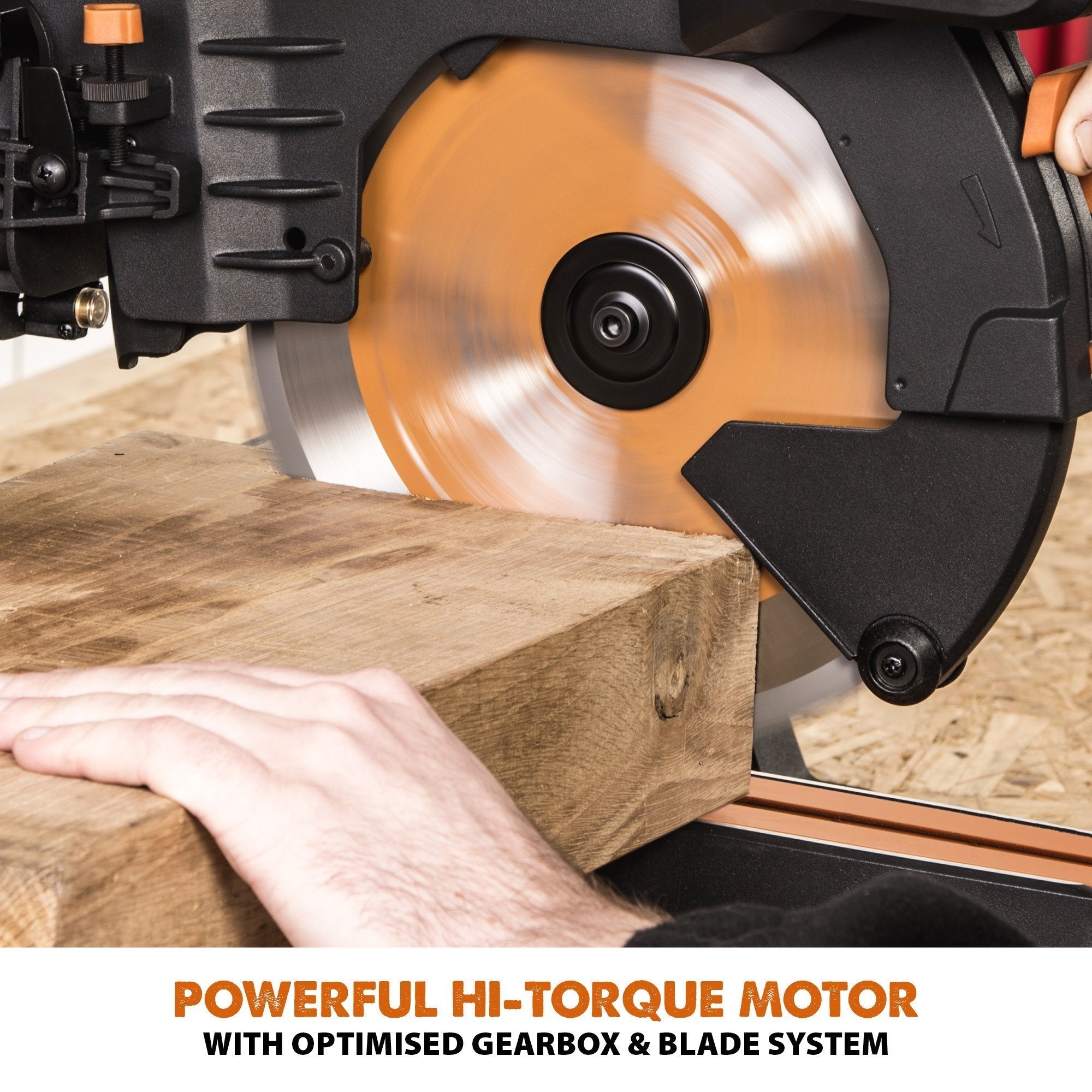 Evolution R255SMS-DB+ (110-230V) Double Bevel Sliding Mitre Saw With 255mm Multi-Material Cutting Blade and 255mm TCT Wood Blade