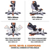 Evolution R255SMS-DB 255mm Double Bevel Sliding Mitre Saw With TCT Multi-Material Cutting Blade