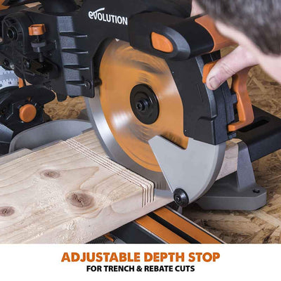Evolution R255SMS-DB 255mm Double Bevel Sliding Mitre Saw With TCT Multi-Material Cutting Blade