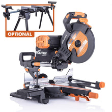 Evolution R255SMS-DB+ (110-230V) Double Bevel Sliding Mitre Saw With 255mm Multi-Material Cutting Blade and 255mm TCT Wood Blade