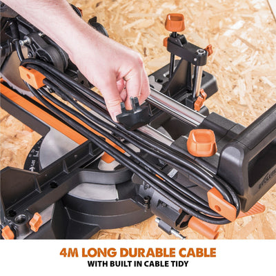Evolution R255SMS-DB+ (110-230V) Double Bevel Sliding Mitre Saw With 255mm Multi-Material Cutting Blade and 255mm TCT Wood Blade