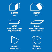 Refurbished B-Stock Evolution S185CCSL 185mm Circular Saw with TCT Mild Steel Cutting Blade