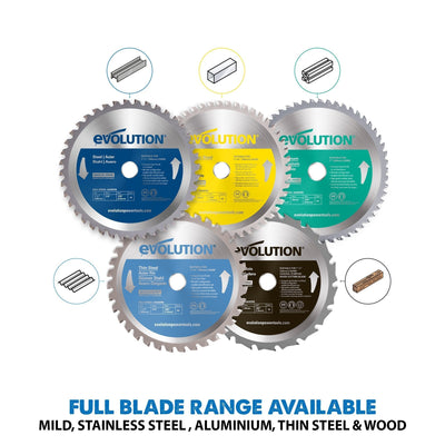 Evolution S185CCSL Heavy-Duty Metal Cutting Circular Saw with 185mm TCT Mild Steel Cutting Blade