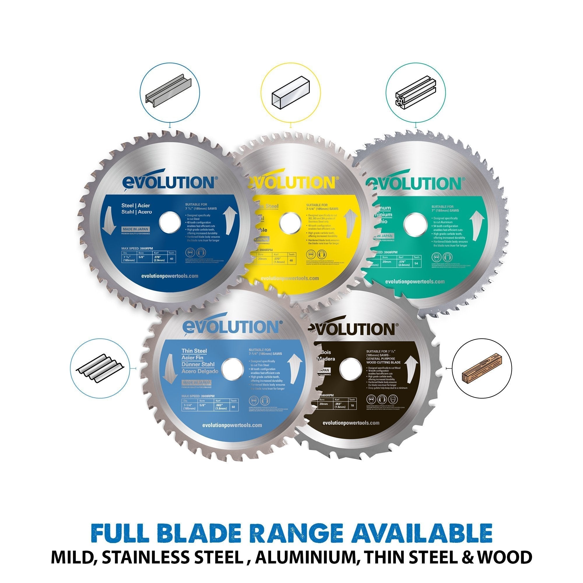 Evolution S185CCSL Heavy-Duty Metal Cutting Circular Saw with 185mm TCT Mild Steel Cutting Blade